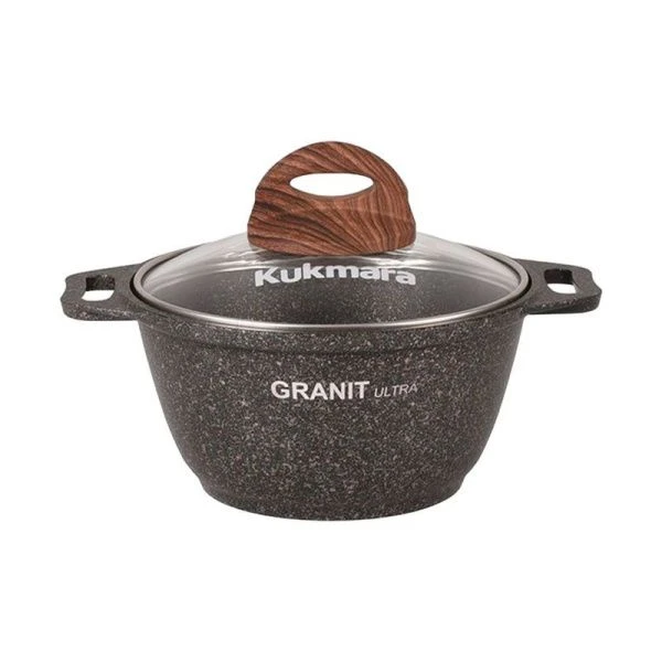 Кастрюля 1л алюминий АП GRANIT ULTRA Original стекл.крышка (3)