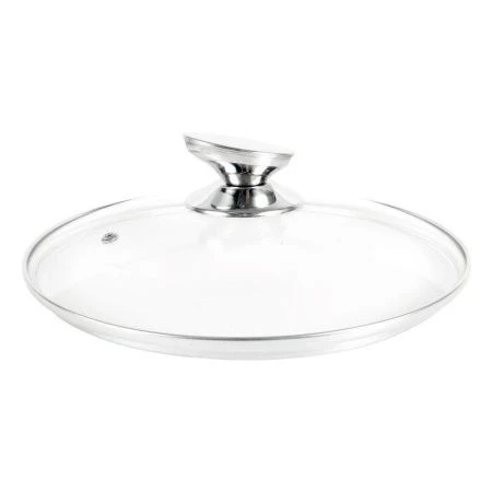 Крышка 20см стекло с овальной нерж.сталь ручкой, метал.ободком низкая, арт.5520 (10)