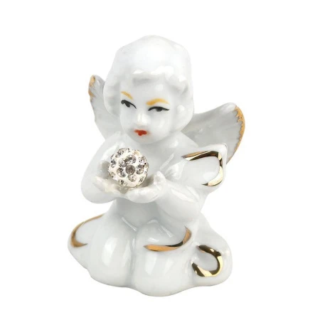 Фигурка Ангел с жемчужиной  фарфор 6,5см F178С (240)