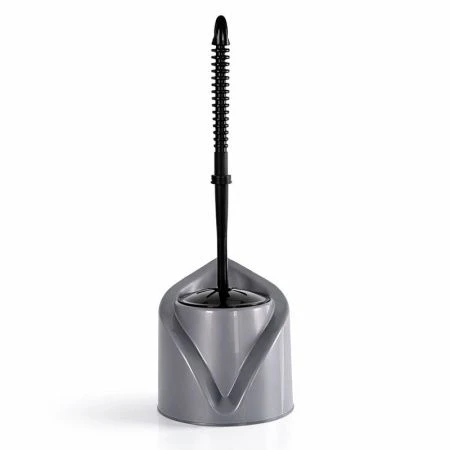 Ершик туалетный угловой 150*380*370мм пластик КОРНЕР темно-серый/черный (25)