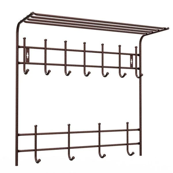 Вешалка с полкой 2-х ярусная 740*705*265мм металл медный антик ВПТ11М (5)