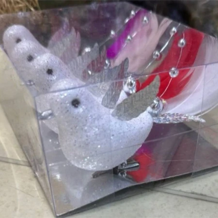 Игрушки новогодние на елку ПТИЦА набор 4шт 10см пенопласт OSJX24034/JC-16424 (180)