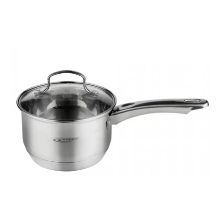 Ковш 1,8л нерж.сталь ГАММА стекл.крышка d16см h10,5см клеп.ручка индукция КТ20-К (4)