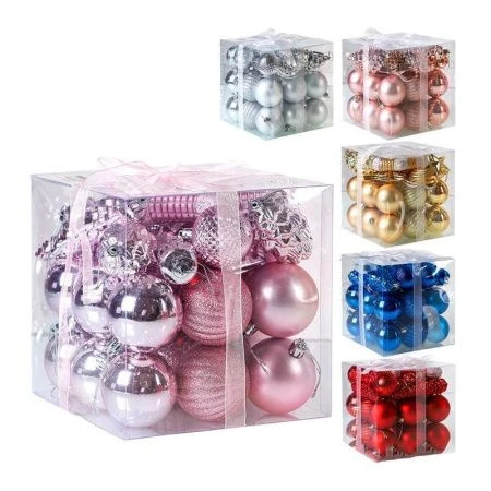 Украшение новогоднее пластик Шар 31шт. 7см ассорти HX-24 (24)
