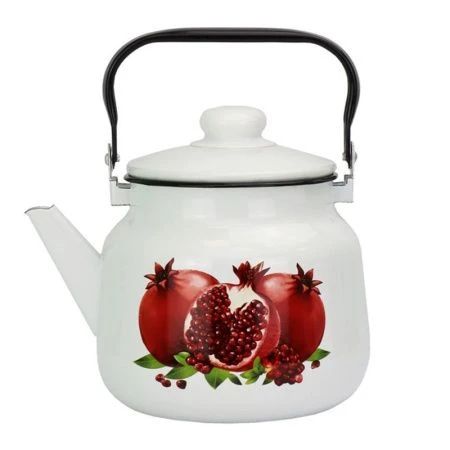 Чайник 3,5л эмаль ГРАНАТЫ белый с рис. 01-2713/4 (4)