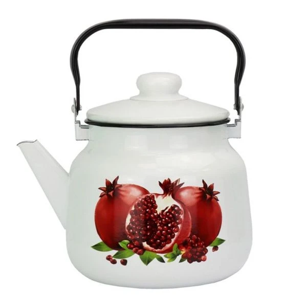 Чайник 3,5л эмаль ГРАНАТЫ белый с рис. 01-2713/4 (4)
