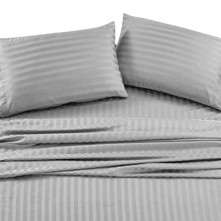 КПБ евро страйп-сатин (100% полиэстер) №4 серый