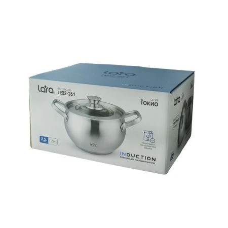 Кастрюля 2,3л нерж.сталь ТОКИО стекл.крышка 16см h10,5см индукц.капс.дно LR02-261 (4)
