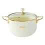 Кастрюля 4л эмаль со стекл.крышкой ручка золото кремовый перламурт (6)
