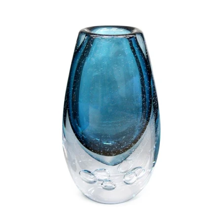 Ваза для цветов 30*16*10,5см стекло БАБЛ синяя тяжелая JZ-2917/JC-15931 (4)