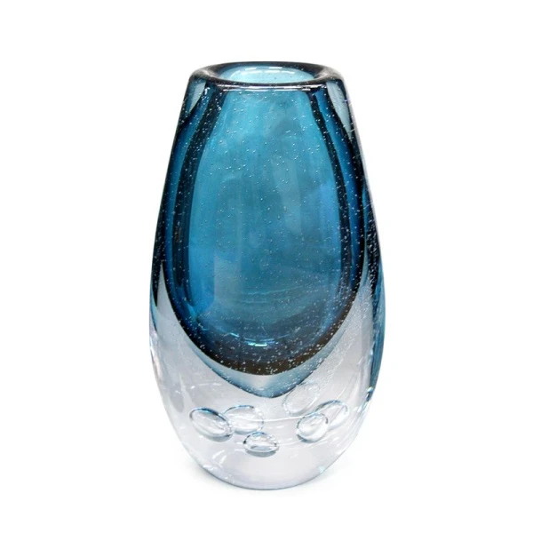 Ваза для цветов 30*16*10,5см стекло БАБЛ синяя тяжелая JZ-2917/JC-15931 (4)