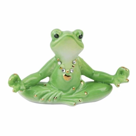 Фигурка Лягушка йога фарфор 6*9,5см зеленая F2175Е (240)