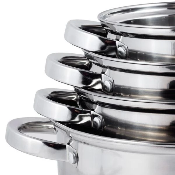 Набор посуды 8пр (ковш 1,8л, кастрюли 2,5/3,8л/5,8л) нерж.сталь стекл.крышки полые ручки арт. 5632S (2) Набор посуды 8пр (ковш 1,8л, кастрюли 2,5/3,8л/5,8л) нерж.сталь стекл.крышки полые ручки арт. 5632S (2)