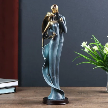 яяяСтатуэтка Поцелуй полистоун 36*10*10см синий (24)