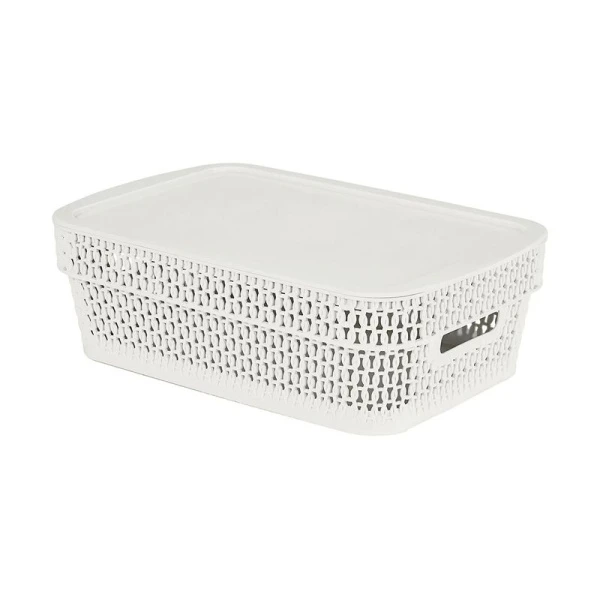 Корзина универсальная 3л 281*185*89мм пластик Ajur белое облако с крышкой (12)