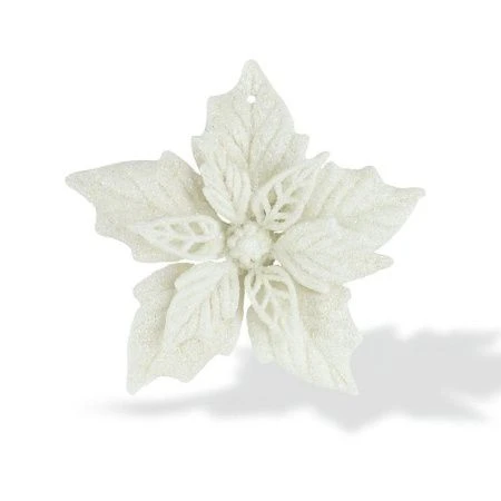 Игрушка новогодняя на елку ПУАНСЕТТИЯ 12см белая OSHR70-633/JC-16458 (1200)