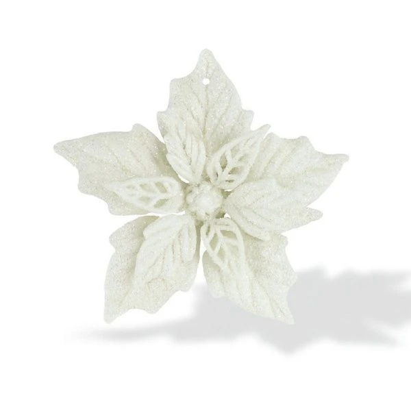 Игрушка новогодняя на елку ПУАНСЕТТИЯ 12см белая OSHR70-633/JC-16458 (1200)