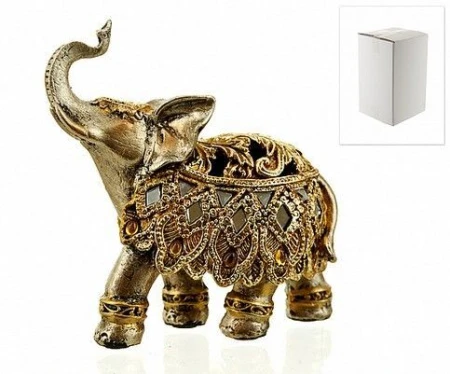 яяяФигурка Слон индийский 13*5,5*13см (полистоун) (с декоративными стразами) (белая упа