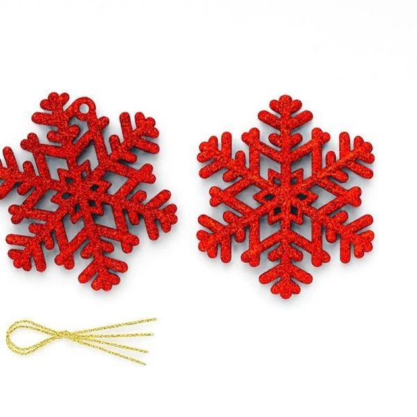 Игрушки новогодние на елку СНЕЖИНКА набор 3шт 10,5см пластик красный OSHR20-228/JC-16501 (1600)