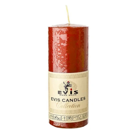 Свеча парафиновая цилиндрическая d5см h12см красная (12/15)