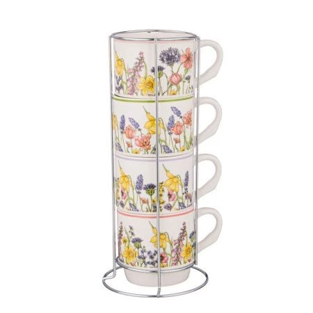 Кружки набор 4пр 400мл фарфор на мет.подставке (8)