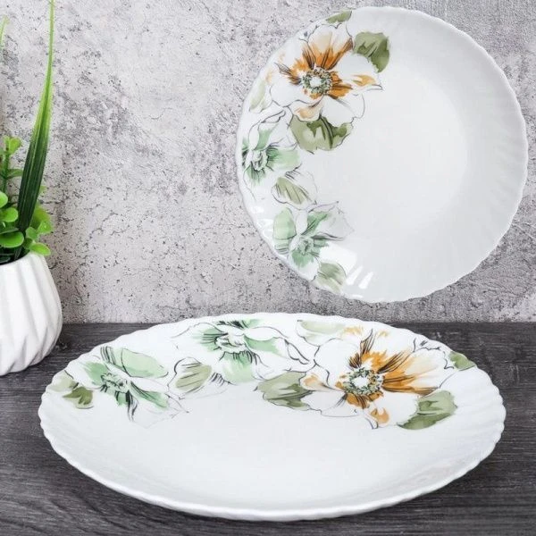 Тарелка мелкая 19см стеклокерамика ГРАФИЧЕСКИЕ ЦВЕТЫ десертная LHP-75 (7364) (6/72)