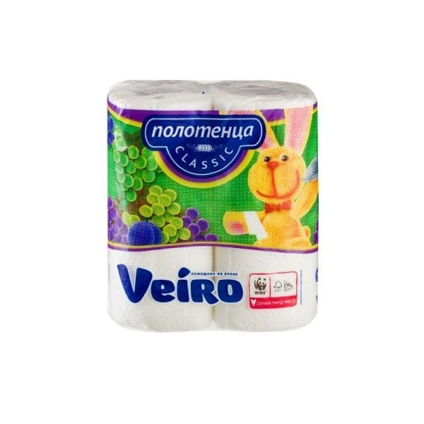 Полотенца бумажные 2шт 12м VEIRO CLASSIC 2-х слойная (12)