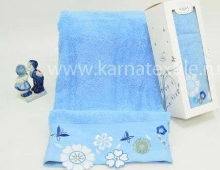 яяяПолотенце махровое 50*90см Karna FLORAL 1/1 (Голубой)