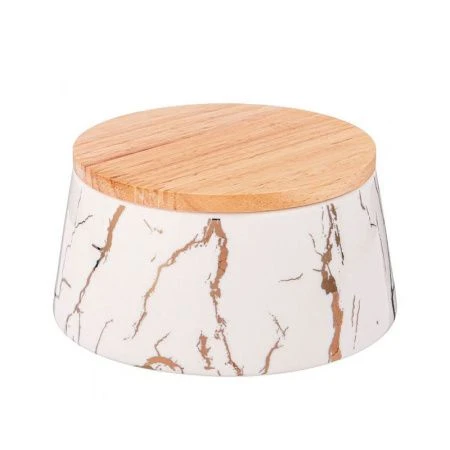 Банка для сыпучих продуктов 600мл 13,5*7,5см фарфор Fantasy с дер.крышкой (24)