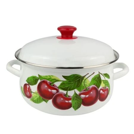 Кастрюля 4л эмаль белая с рис. сферическая 61904-142/6-У (4)