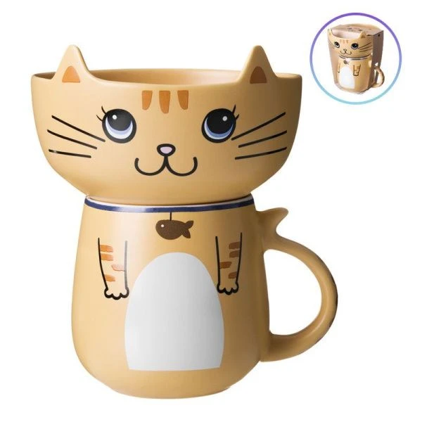 Набор для завтрака 2пр (салатник 500мл, кружка 450мл) фарфор Cat (16)