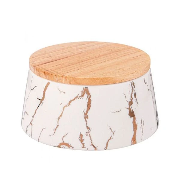 Банка для сыпучих продуктов 600мл 13,5*7,5см фарфор Fantasy с дер.крышкой (24)