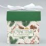 Коробка новогодняя подарочная складная картон Новогодние ветки 10*10*10см Коробка новогодняя подарочная складная картон Новогодние ветки 10*10*10см