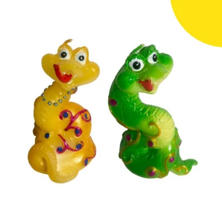 Свеча декоративная ЗМЕЙКА с монетками h8,5см парафин 2 вида (12/192)