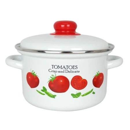 Кастрюля 2л эмаль ТОМАТЫ белая 01-1610/4 (8)