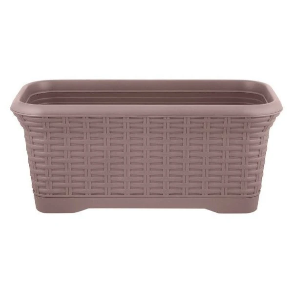 Балконный ящик 7л пластик Rattan съемный поддон 410*205*177мм французский платан (6)