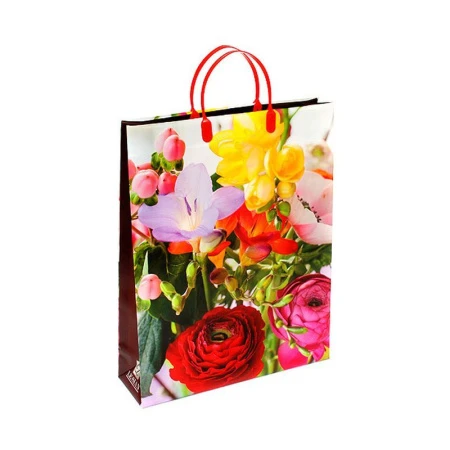 Пакет с пластиковой ручкой полиэтилен 32*42*10см Цветочный взрыв 22-176 (20/200)