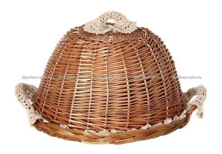 Хлебница 30см ива/ткань круглая с крышкой (18 )