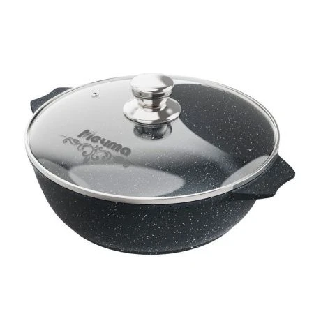 Жаровня 4л алюминий АП ГРАНИТ BLACK стекл.крышка 28см индукция (7)