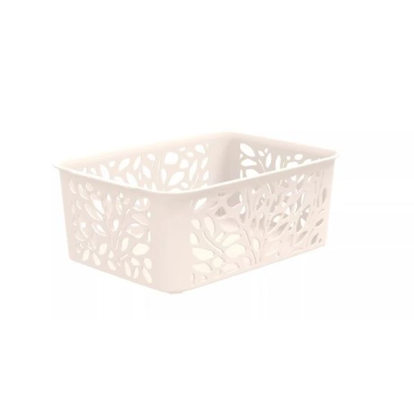 Корзинка 4л 258*186*100мм пластик Leaves молочный (22)