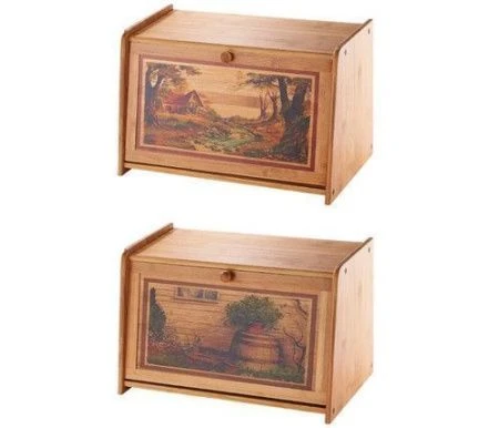 яяяХлебница 38x23x24см, бамбук, крышка с рисунком (2)