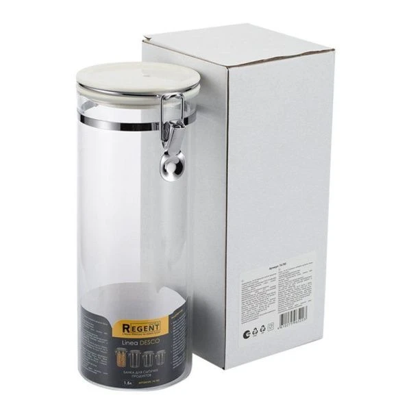 Банка для сыпучих продуктов 1500мл стекло Desco с фиксатором 74-703 (12)