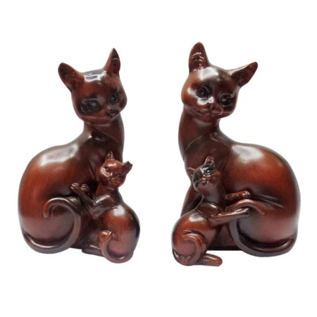 Фигурка Кошка c котенком полистоун 12*9см QD8000 (160)