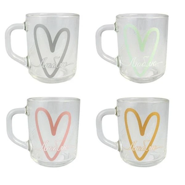 Кружка 200мл стекло Greеn tea ЛЮБЛЮ (20)