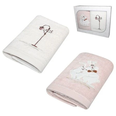 Набор полотенец махровые 2пр 30*50см Чудо, как хорош беж/роз 43906+К-362