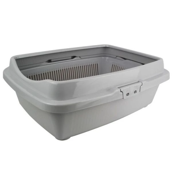 Туалет для кошек бол. полная комп. 325*430*155мм пластик светло-серый 235 (18)