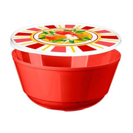 Миска 2л пластик Bergamo СИЛИЦИЯ с крышкой красный (20) 223135206/04