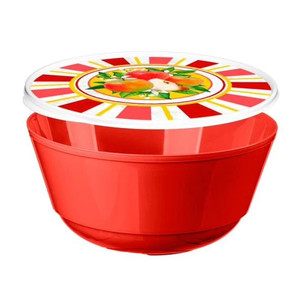 Миска 3л пластик Bergamo СИЛИЦИЯ с крышкой красный (24) 223135306/04