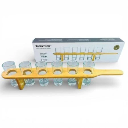 Стопки набор 7пр 50мл 10*4см стекло/дерево подар.уп CB-154/JC-18271 (12)