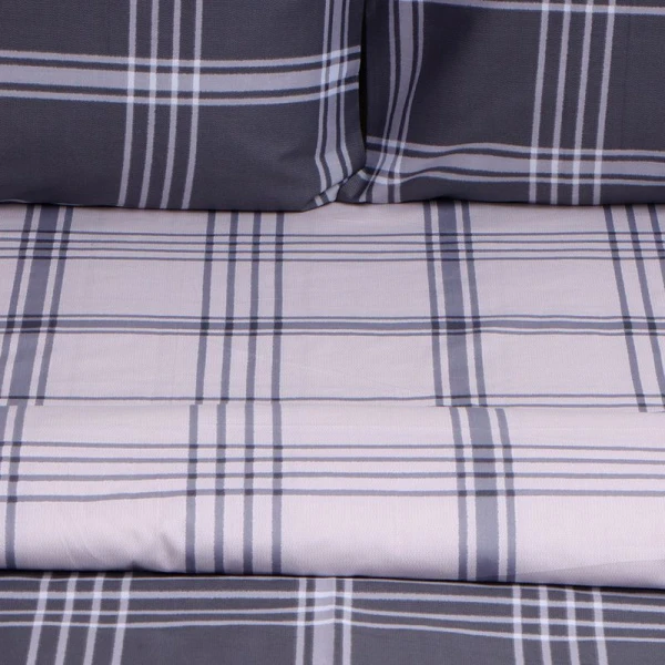 КПБ 1,5сп сатин 100%хлопок LoveLife (пр.150*225, под.143*215, нав.50*70*2, рис. Square gray) 125г/м